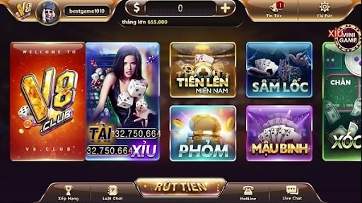Nhà cái V8 club có đa dạng các game bài nổi bật 